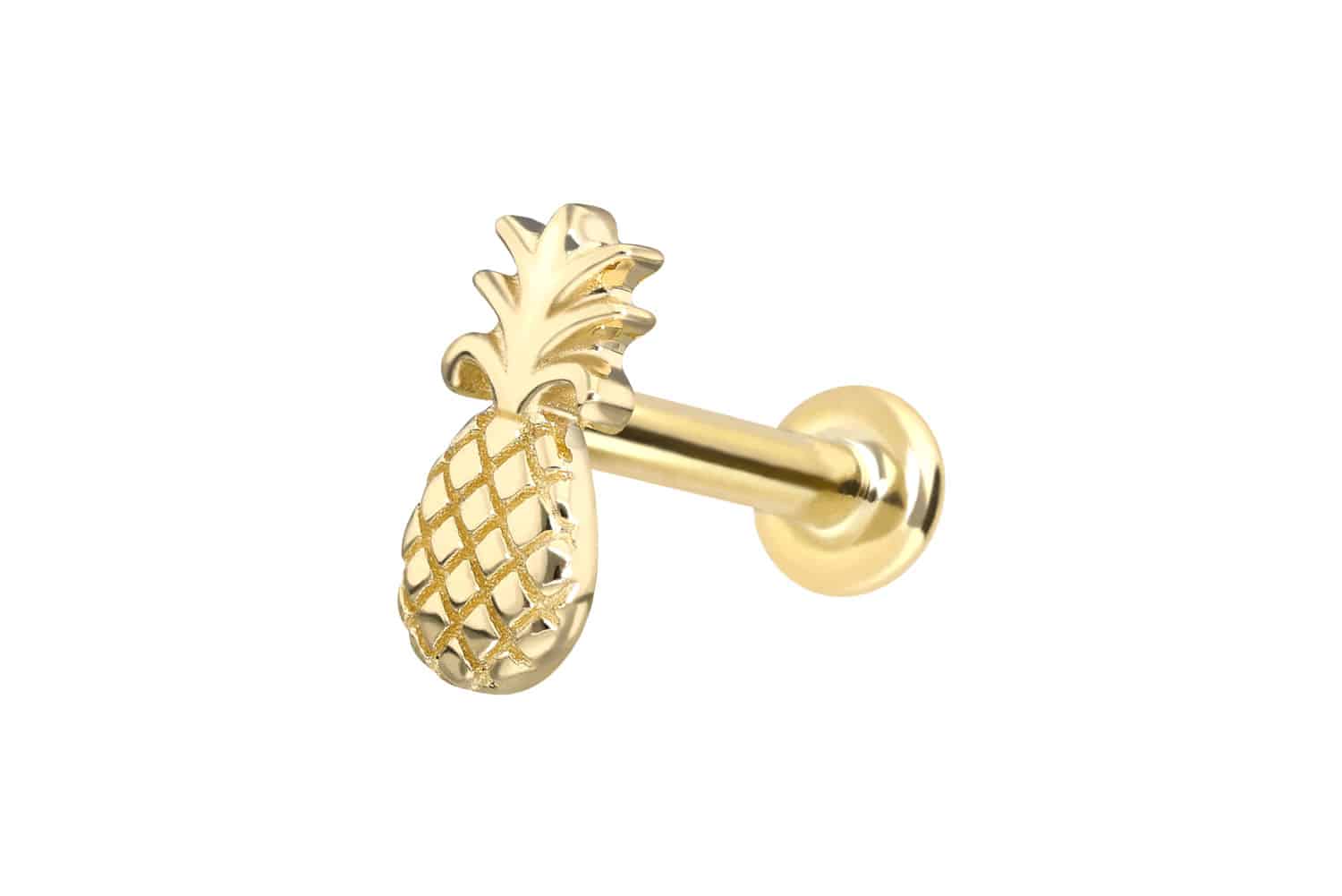 14 Karat Gold Labret Piercing mit Innengewinde ANANAS